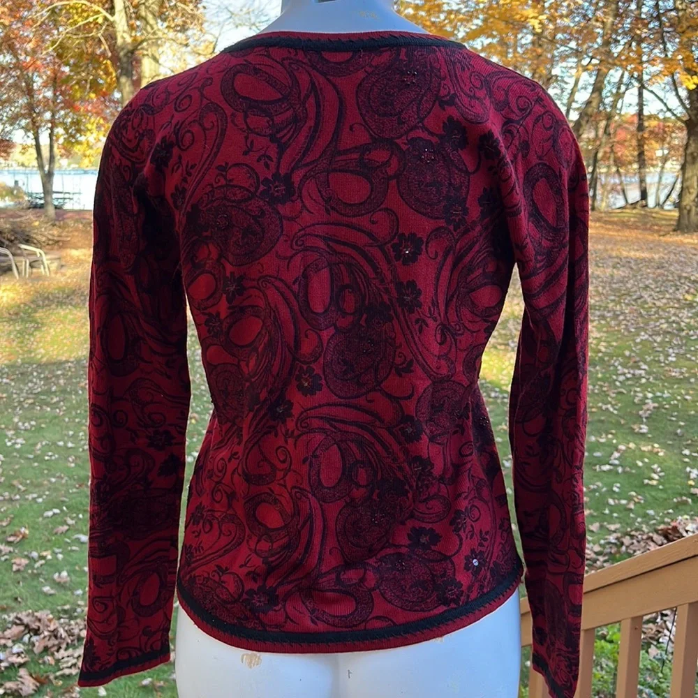 Christopher & Banks embroidered & sequin sweater S-M - Picture 4 of 8